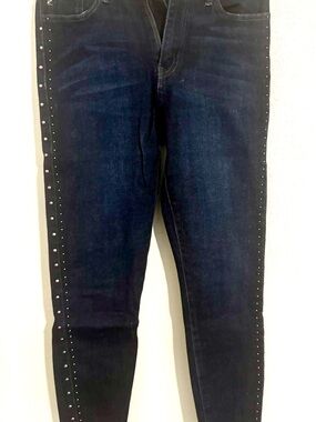 KanCan Dark Indigo Stud-Trim Skinny Jeans
